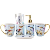 European-style Ceramic Bathroom Toothbrush Holder Set Bone China Toothbrush Cup Toothpaste Holder Bathroom Products Combination