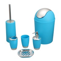 Plastic Bathroom Accessory Set with Toothbrush Holder,Toilet Brush Holder,Trash Can